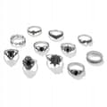 Miniatyrbild 1 av 8: Silverfärgade RETRO PUNK BOHO RINGAR SET 12