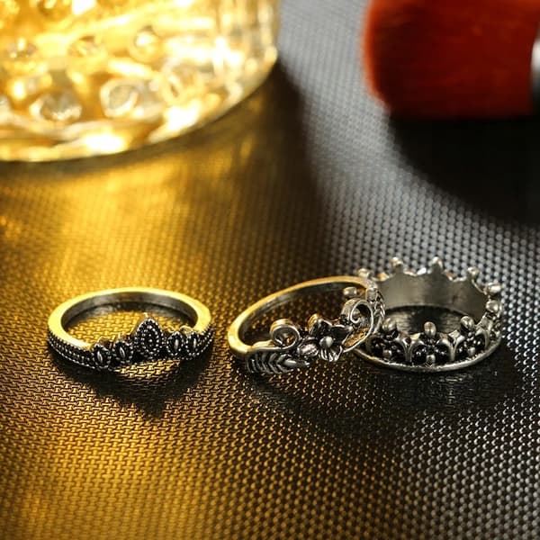 Sølv RETRO PUNK BOHO RINGSÆT 09