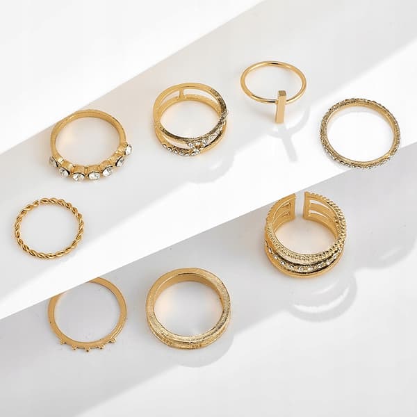 Guld RETRO PUNK BOHO RINGSÆT 07