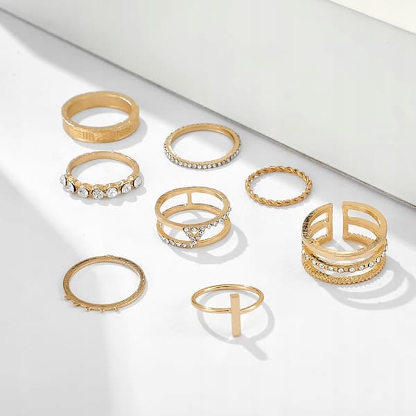 Guld RETRO PUNK BOHO RINGSÆT 07
