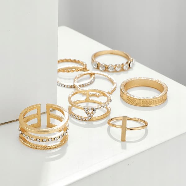 Guld RETRO PUNK BOHO RINGSÆT 07