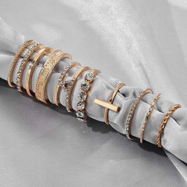 Guld RETRO PUNK BOHO RINGSÆT 07