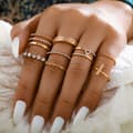 Miniatyrbillede 9 af 9: Guld RETRO PUNK BOHO RINGSÆT 07