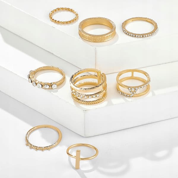 Guld RETRO PUNK BOHO RINGSÆT 07