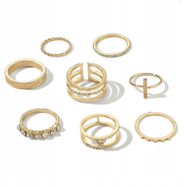 Guld RETRO PUNK BOHO RINGSÆT 07