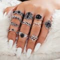 Miniatyrbillede 9 af 9: RINGSÆT SØLV SMYKKER GAVE RETRO PUNK BOHO 02 11 DELS