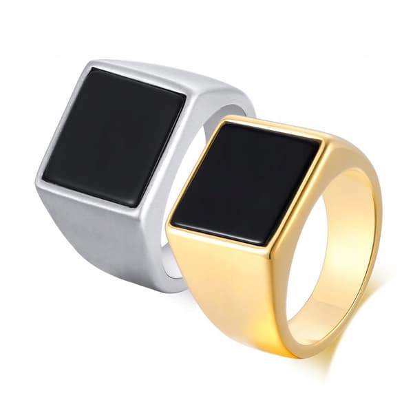 UNISEX GULD Signetring Stål 316L Forgyldt EU25 US11