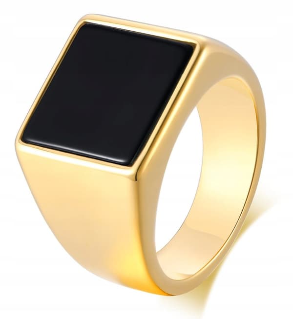 UNISEX GULD Signetring Stål 316L Forgyldt EU25 US11