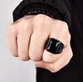 Miniatyrbillede 3 af 4: UNISEX SORT GANJA Weed Signetring 316L EU22 US10