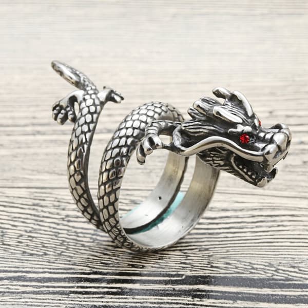 RING Vigselring DRAKE SIGNET JUSTERBAR Vintage HERR SILVER METALL