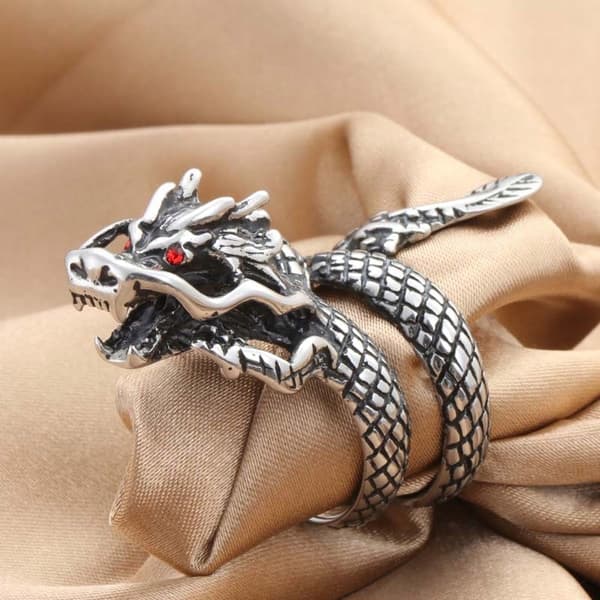 RING Vigselring DRAKE SIGNET JUSTERBAR Vintage HERR SILVER METALL