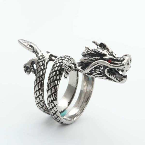 RING Vigselring DRAKE SIGNET JUSTERBAR Vintage HERR SILVER METALL