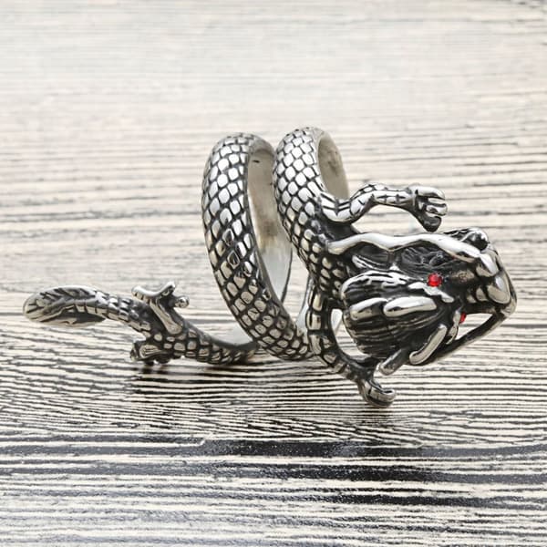 RING Vigselring DRAKE SIGNET JUSTERBAR Vintage HERR SILVER METALL