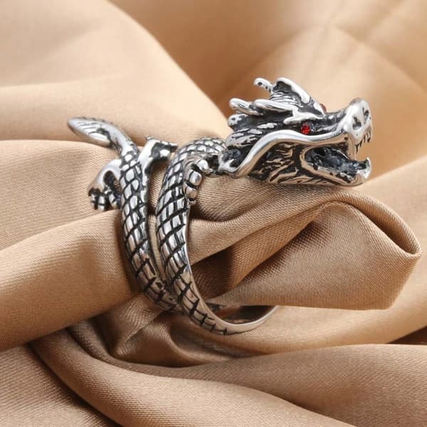 RING Vigselring DRAKE SIGNET JUSTERBAR Vintage HERR SILVER METALL