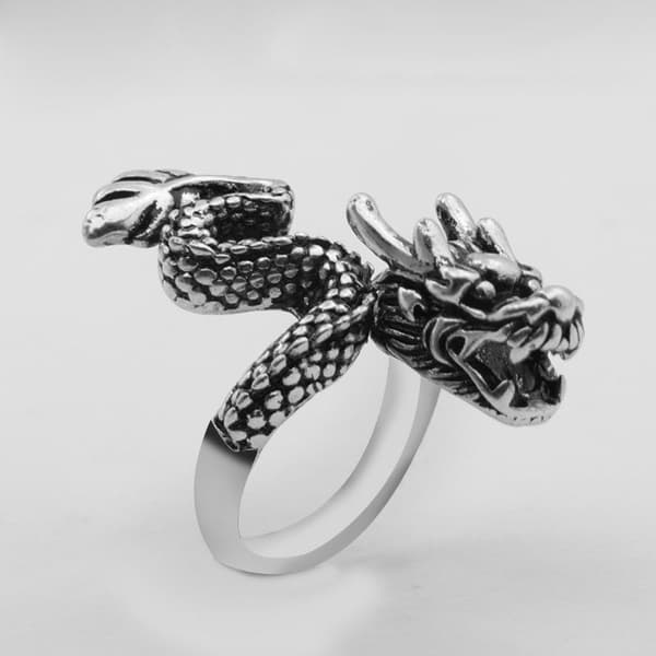 RING Vigselring DRAKE SIGNET JUSTERBAR Vintage HERR SILVER METALL