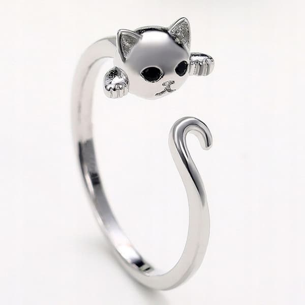 JUSTERBAR RING I SILVER FÖR KVINNOR, UNIVERSAL, GÅVA, KITTY TAIL SÖT