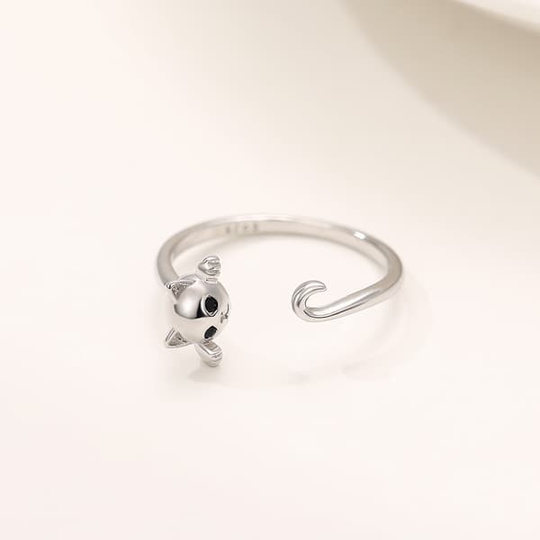JUSTERBAR RING I SILVER FÖR KVINNOR, UNIVERSAL, GÅVA, KITTY TAIL SÖT