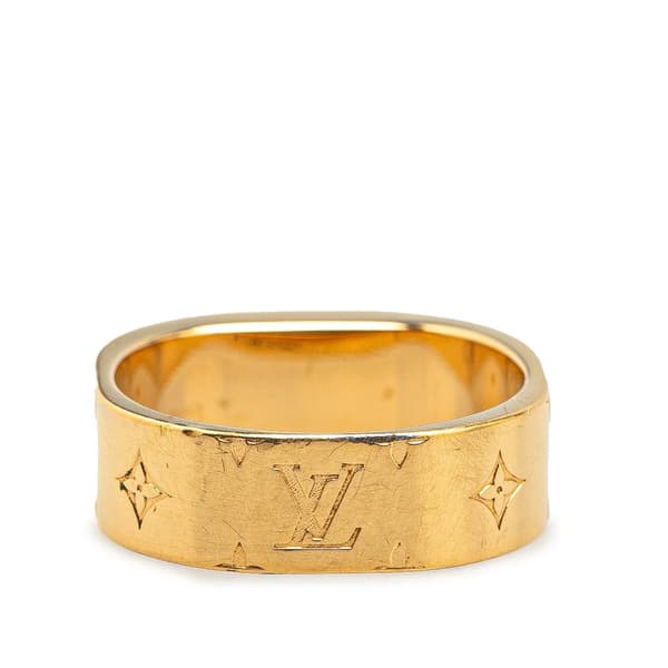 Pre-owned Louis Vuitton Gold Plated Monogram Engraved Nanogram Ring Gold