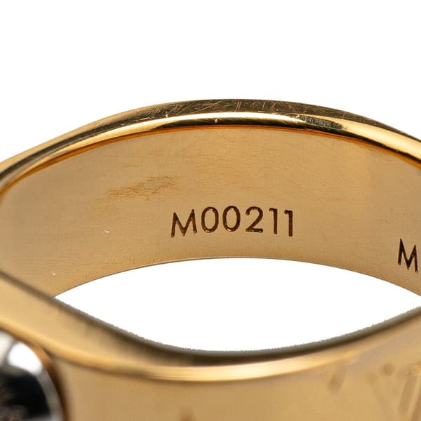 Pre-owned Louis Vuitton Gold Plated Monogram Engraved Nanogram Ring Gold