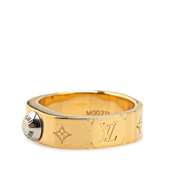Pre-owned Louis Vuitton Gold Plated Monogram Engraved Nanogram Ring Gold