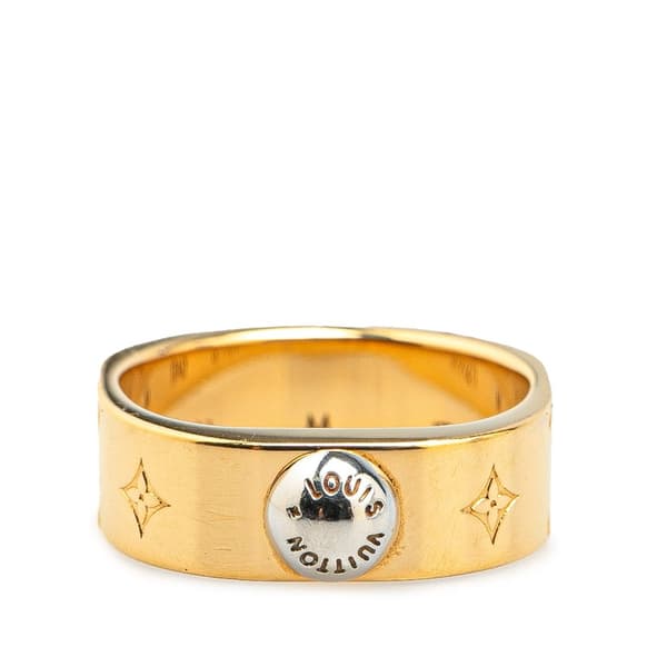 Pre-owned Louis Vuitton Gold Plated Monogram Engraved Nanogram Ring Gold