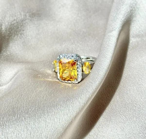 Yellow adjustable rhinestone ring