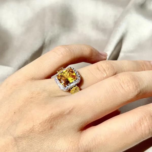 Yellow adjustable rhinestone ring