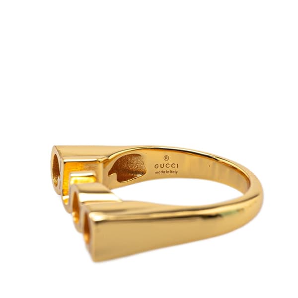 Pre-owned Gucci Gold Plated GUCCI Letter Ring Gold