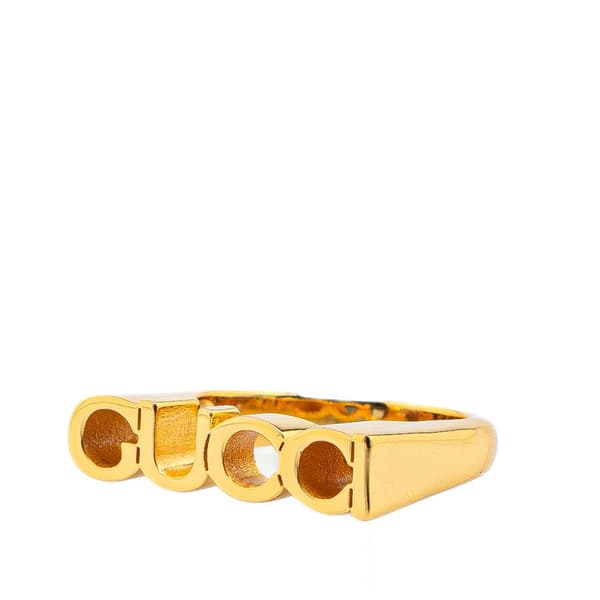 Pre-owned Gucci Gold Plated GUCCI Letter Ring Gold