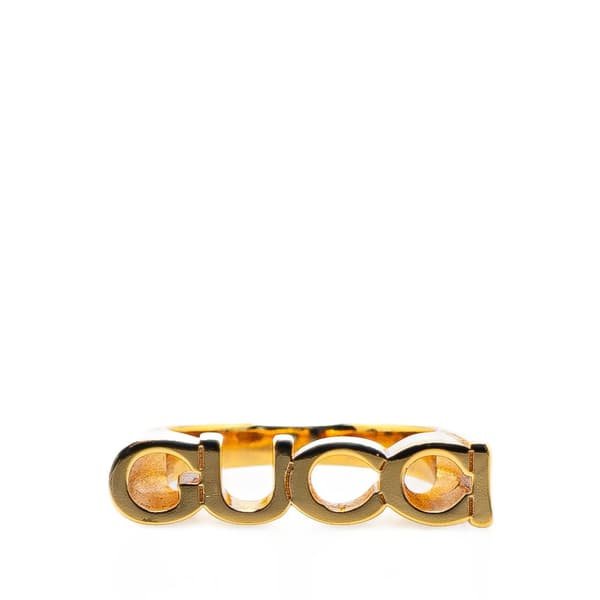 Pre-owned Gucci Gold Plated GUCCI Letter Ring Gold