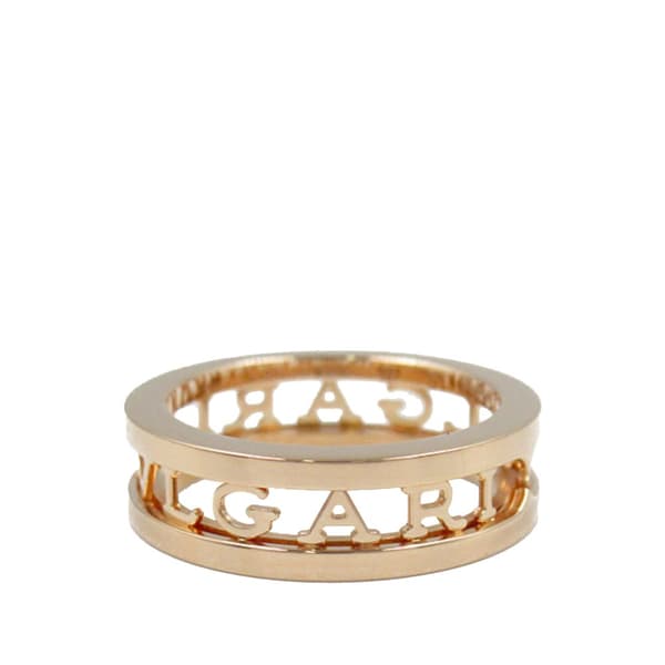 Pre-owned Bvlgari 18K Rose Gold B.Zero1 One Band Ring with Openword Logo Spiral Pink