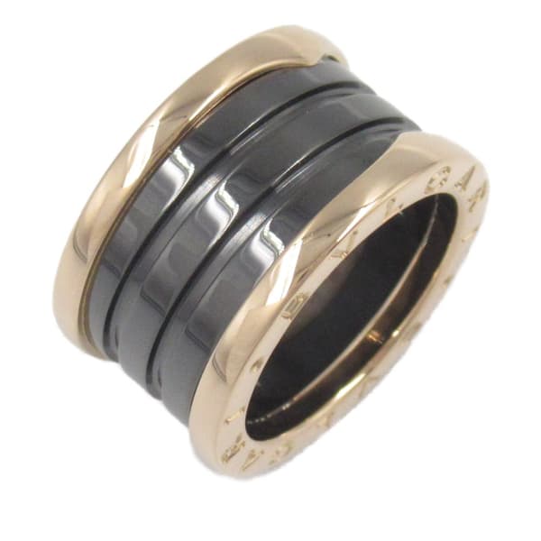 Pre-owned Bvlgari 18K Rose Gold and Ceramic B.Zero1 Three Band Ring Pink