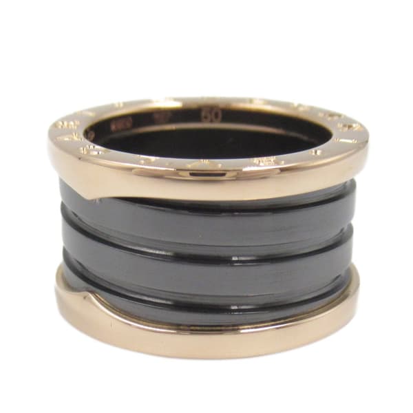 Pre-owned Bvlgari 18K Rose Gold and Ceramic B.Zero1 Three Band Ring Pink