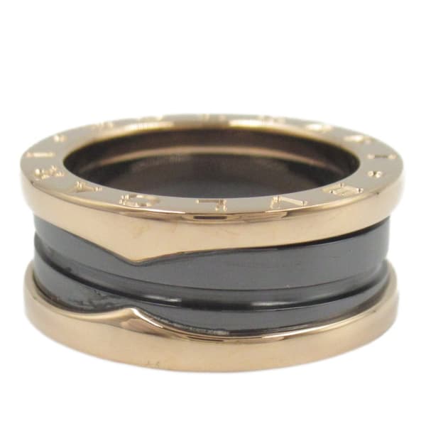 Pre-owned Bvlgari 18K Rose Gold and Ceramic B.Zero1 Two Band Ring Pink