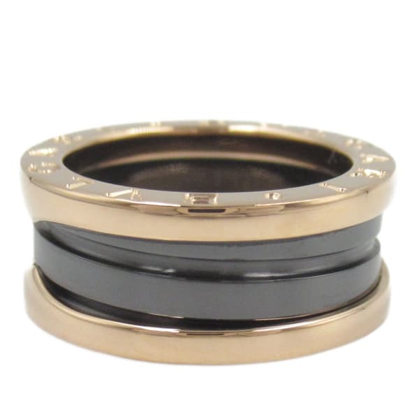 Pre-owned Bvlgari 18K Rose Gold and Ceramic B.Zero1 Two Band Ring Pink