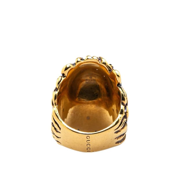 Pre-owned Gucci Gold Plated Lion Head Ring Gold