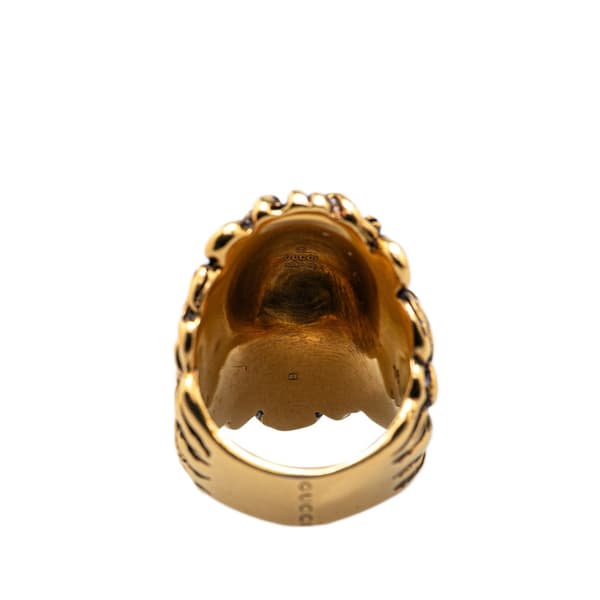 Pre-owned Gucci Gold Plated Lion Head Ring Gold