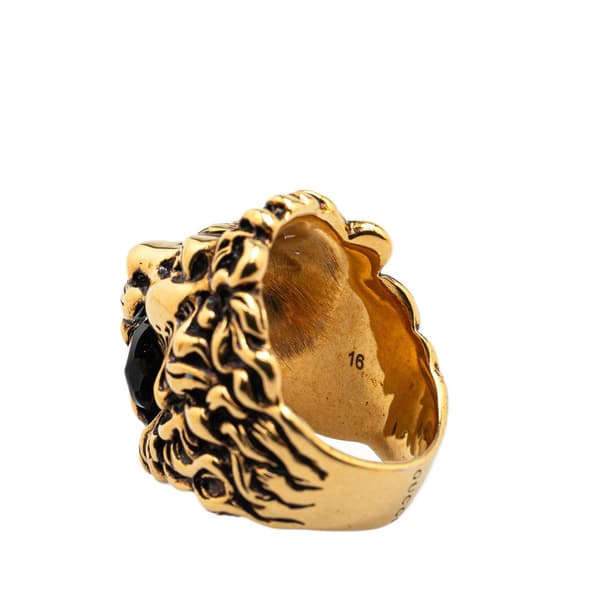 Pre-owned Gucci Gold Plated Lion Head Ring Gold
