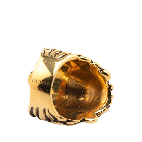 Pre-owned Gucci Gold Plated Lion Head Ring Gold