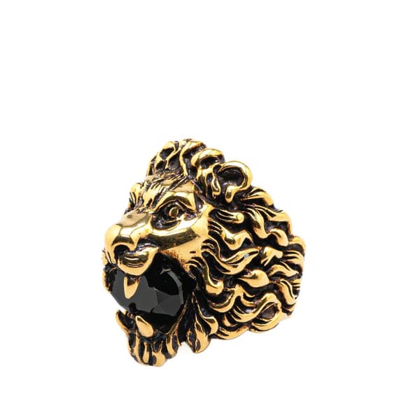 Pre-owned Gucci Gold Plated Lion Head Ring Gold