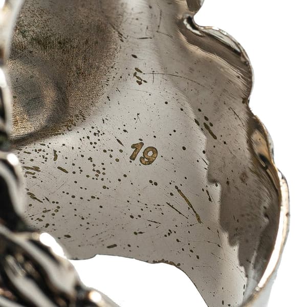 Pre-owned Gucci Silver Plated Crystal Lion Head Ring Silver