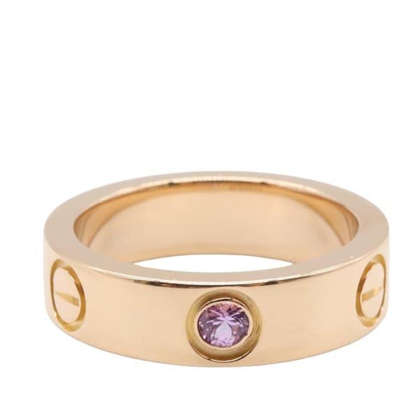 Pre-owned Cartier 18K Rose Gold and Pink Sapphire Classic Love Ring Pink
