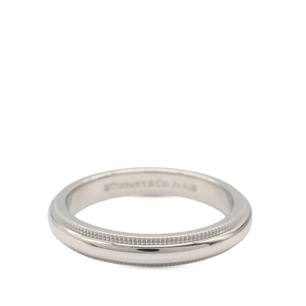 Pre-owned Tiffany Platinum Tiffany Together Milgrain Wedding Band Ring Silver