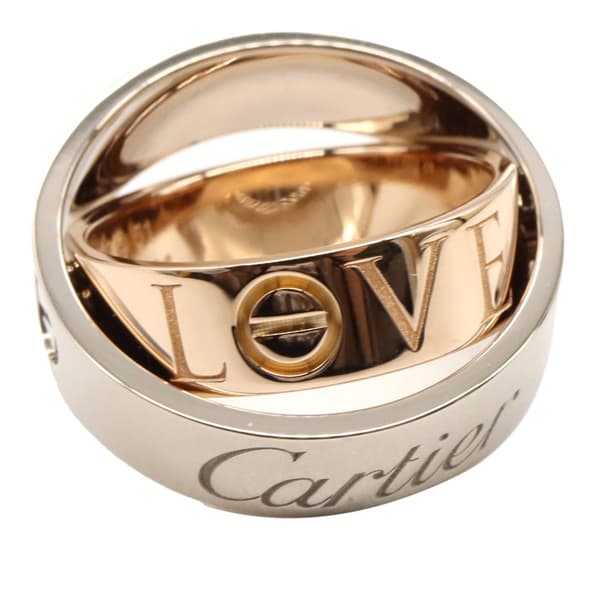 Pre-owned Cartier 18K White and Rose Gold Astro Secret Love Ring Silver
