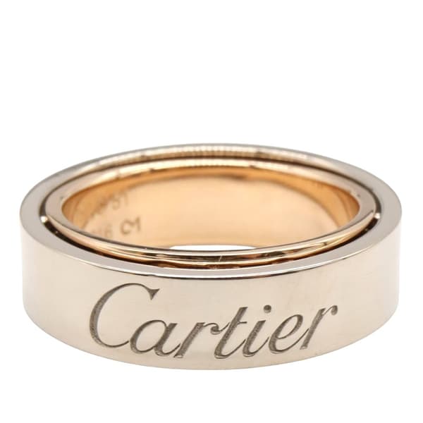 Pre-owned Cartier 18K White and Rose Gold Astro Secret Love Ring Silver