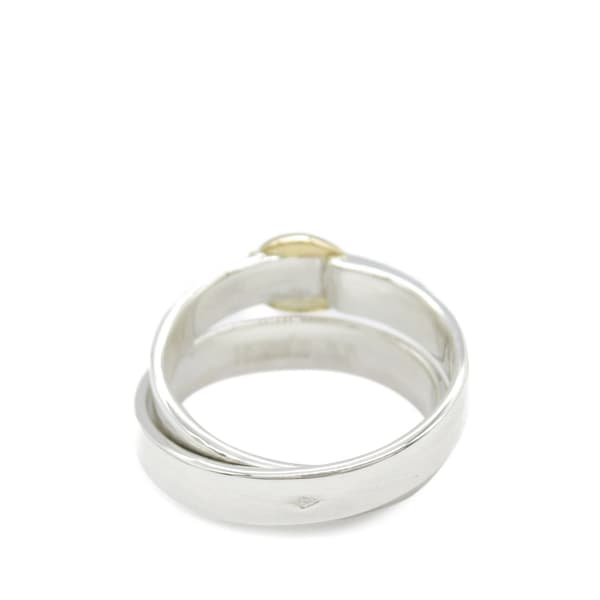Pre-owned Hermès Sterling Silver and 18K Yellow Gold Double Tour Buckle Ring Silver