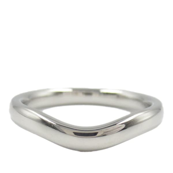 Pre-owned Tiffany Platinum Elsa Peretti Curved Wedding Band Ring Silver