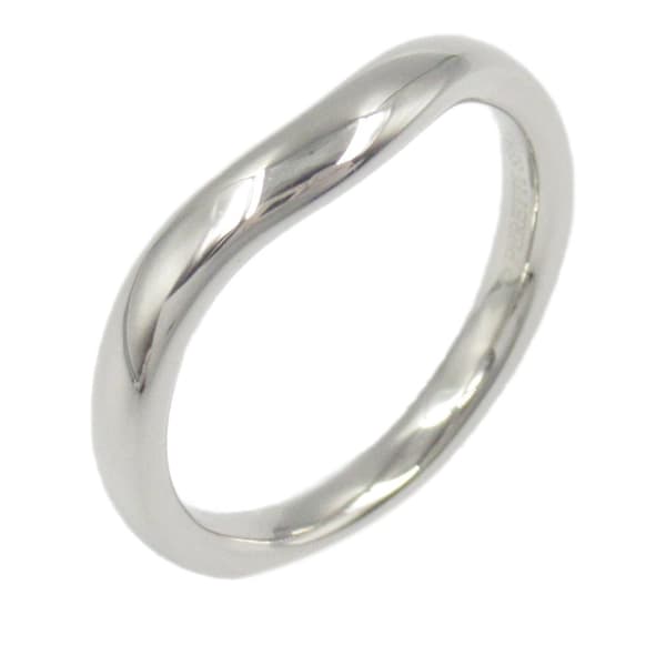 Pre-owned Tiffany Platinum Elsa Peretti Curved Wedding Band Ring Silver