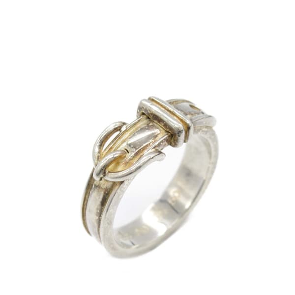 Pre-owned Hermès Sterling Silver Ceinture Buckle Ring Silver