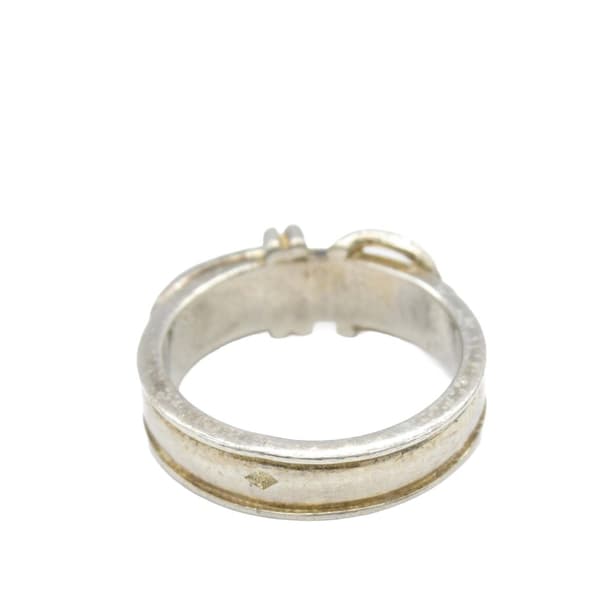 Pre-owned Hermès Sterling Silver Ceinture Buckle Ring Silver